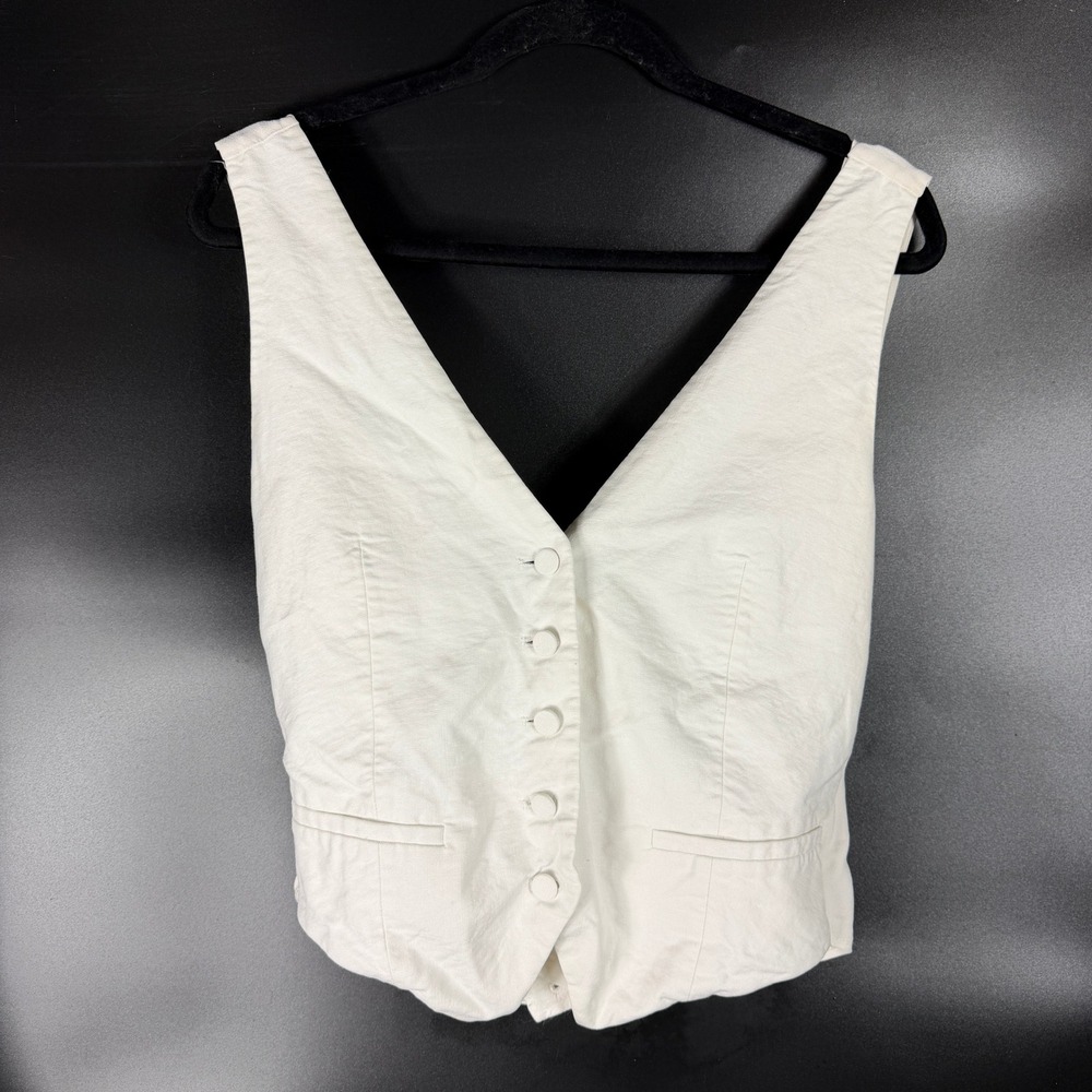 Nina Ricci Cady Draped Open Back Vest Top Off-White Button Front Sz 34 / 0 US - Picture 5 of 12